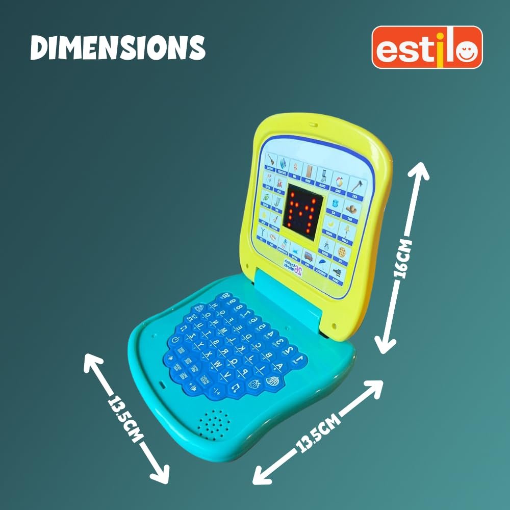 Estilo Kids Laptop Toy for Learning Numbers & Alphabets | Educational Computer Activity Toy for Kids Age 2-6 Years | Baby Laptop Toy with Fun Activities, Sound, and Music -Blue - Image 2