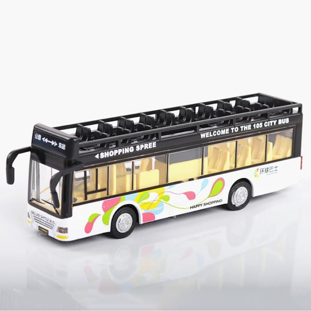 Double Decker Bus Toys for Kids Diecast Sight View Metal Toy Bus Light Sound Pull Back Collection