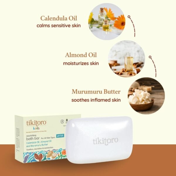 Tikitoro Kids Nourishing Bath Bar | Pediatrician Approved | Murumuru Butter Soap | Soothes, Nourishes and Moisturizes Skin | All Skin Types | Vegan | No Parabens & Sulphates (4-10 Years) (4 x 75g) - Image 4