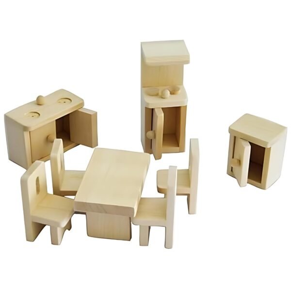 Lakshya India Wooden Kitchen Toy Set for Kids - 6 Piece Dollhouse Furniture Set Complete Cooking Fun Suitable for Playing Kids Age 5-10 Years (Color-Brown)