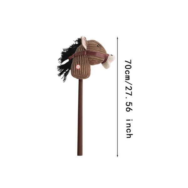 Plush Stick Horse Sturdy Cartoon Pretend Play Toy for Kids Children 3 Years+ Coffee - Image 2
