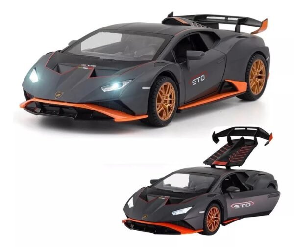 1/24 Big Lamborghini Huracane STO Toy Car - Metal Pull Back Diecast Model with Openable Doors, Sound & Lights for Kids and Collectors? Multicolor ?