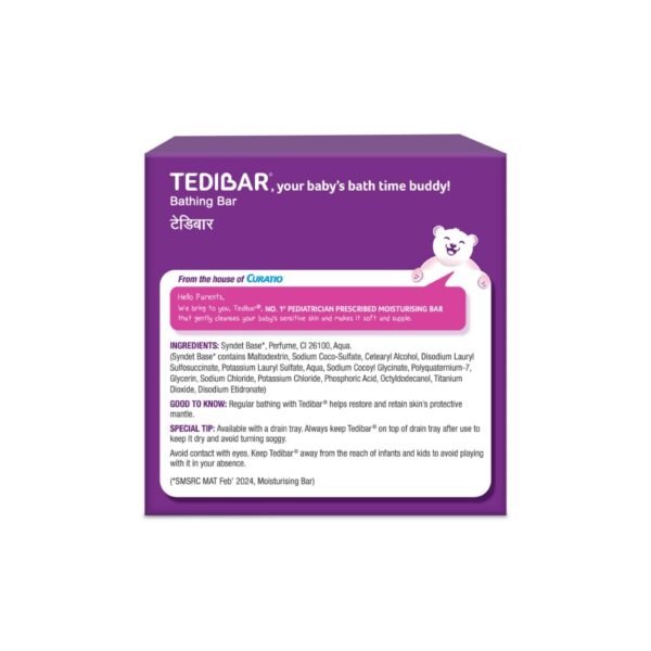 CURATIO Tedibar Bathing Bar for Babies’ Sensitive Skin Pack of 2 - 75gms | Skin-Friendly pH 5.5| Gentle Soap-Free Formula| Prevents Dryness & Rashes| Keeps Baby’s skin Soft, Supple & Healthy - Image 3