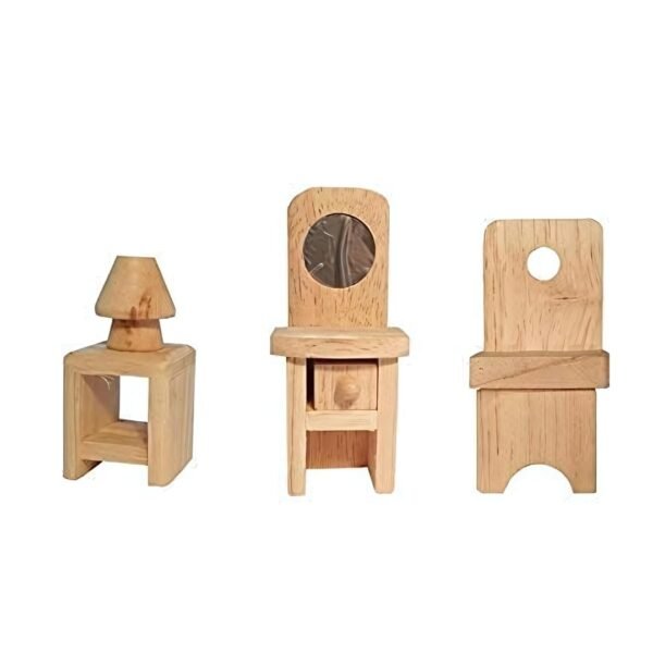 Lakshya India Wooden Bedroom Toy Set for Kids - 5 Piece Dollhouse Furniture Set Suitable for Playing Kids Age 5-10 Years (Color-Brown) - Image 2