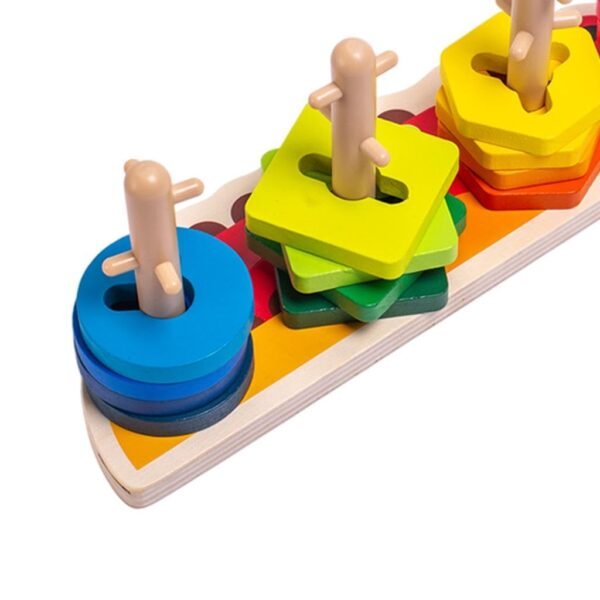 bnf® Wooden Sleeve Column Toys Sorter Toys Geometric Shapes Boys Girls s Yellow Baby | Toys for Baby | Developmental Baby Toys - Image 2