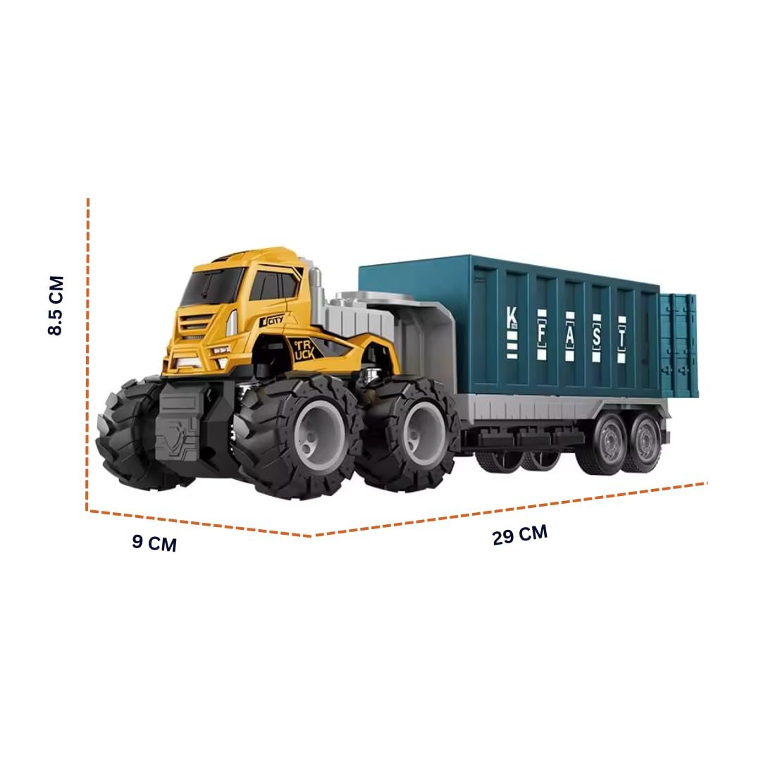 Diecast Transportation Truck Toy | Pack of 1 | Sturdy Alloy Truck with a Friction-Powered Mini Vehicle | Comes in a Random Color | Perfect for Kids who Love Adventure - Image 2