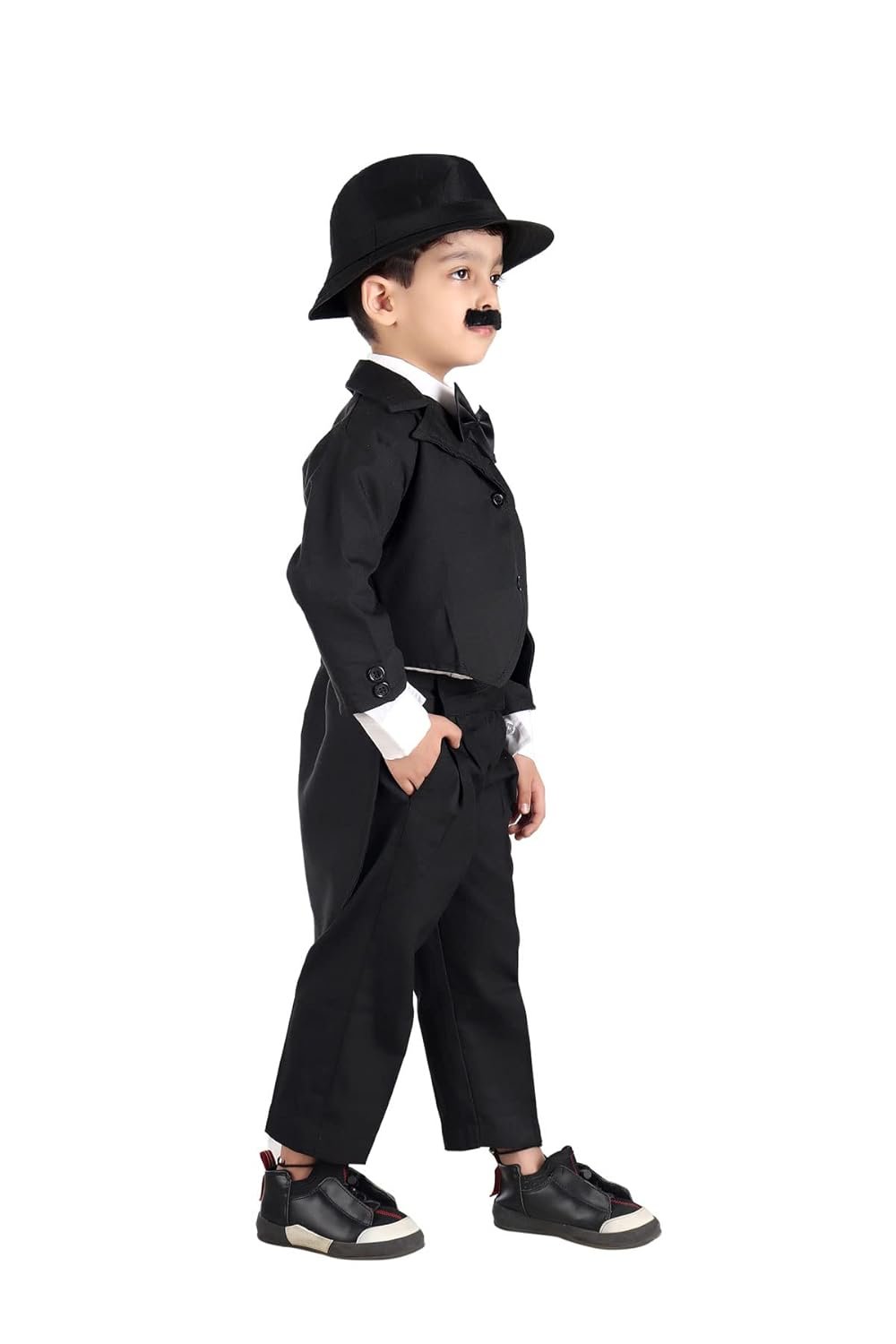 BookMyCostume Charlie Chaplin Famous Comic Character Kids Fancy Dress Costume | Without Stick 7-8 years - Image 2