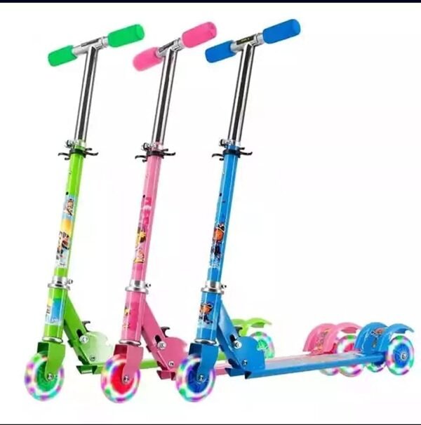 Kick Scooter for Kids 3 Wheeler Foldable Kick Skating Cycle with Brake and Bell, LED on Wheels and Height Adjustable for Boys and Girls for 3-7 Years (Green) - Image 5