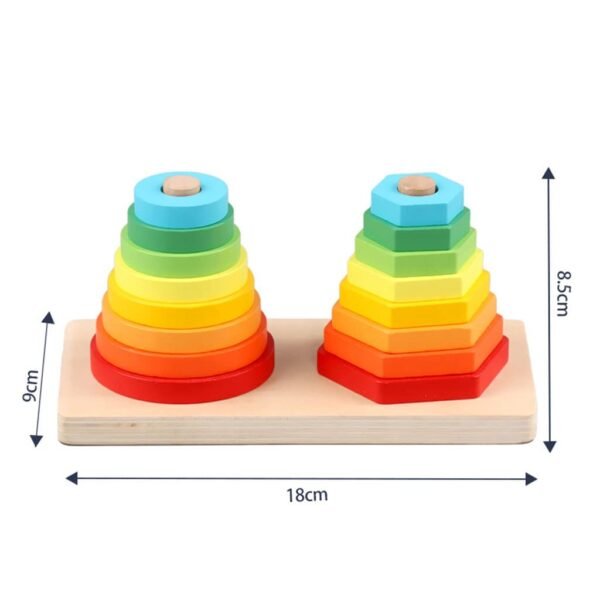 bnf® Geometric Stacker Column Building Blocks for Preschool Toddlers 1-3 Children 2 Towers Baby | Toys for Baby | Developmental Baby Toys - Image 3
