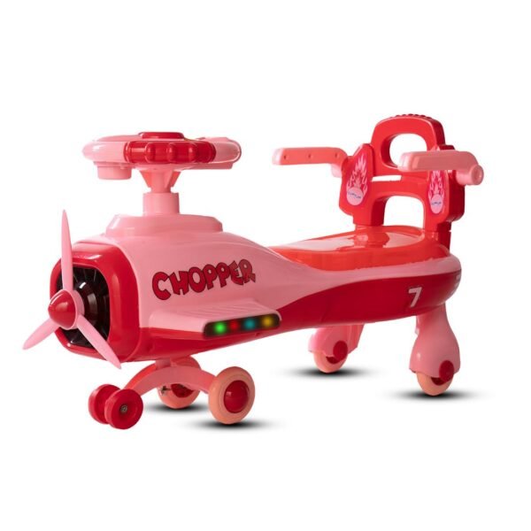 BUMTUM Lighting Effect Chopper Swing Car Toy Ride On Cars for Kids 1 to 5 Years | Push Rider | Comfortable Seat with Back Rest (Red)