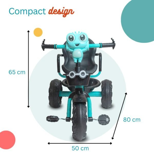 Cute Cartoon Face Tricycle for Kids Double Basket Storage Tricycle for Baby boy or Baby Girl Kids trikes or Toddler Tricycle for 1-4 Years Kids (Green) - Image 2