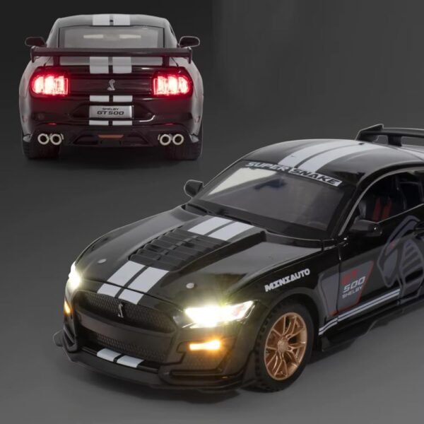 1:32 Mustang Shelby Gt500 Diecast Metal Pull Back Car with 4 Openable Doors with Sound and Light Toy Decoration car Best Gift Toys for Kids ?Colors as Per Stock? - Image 3