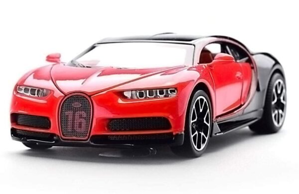 1:32 Scale Bugatti Chiron Die-Cast Metal Cars with 4 Openable Doors Light and Musical Sound, Pull Back Action Vehicle Toy for Kids?Colors as Per Stock? - Image 4