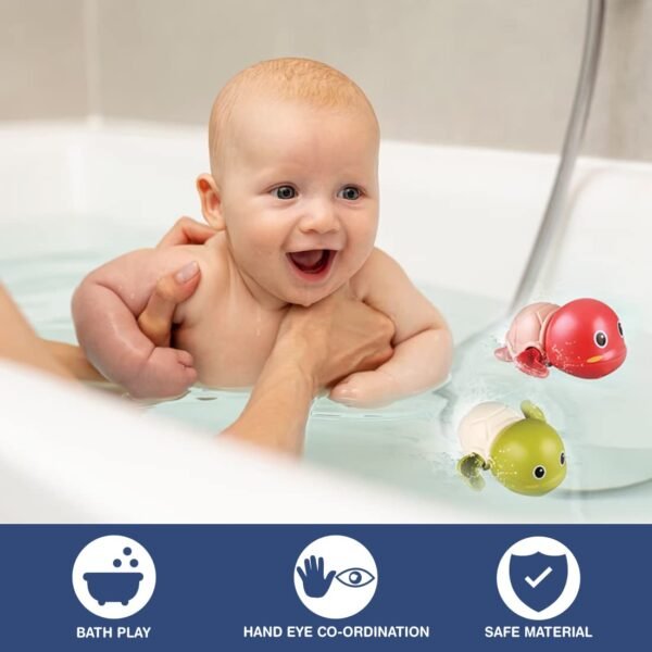Wembley Swimming Turtle Bath Toys for Toddlers Kids Cute Floating Wind Up Water Toys for Babies 1 2 3 4 5 Years Boy Girl New Born Baby Bathtub Pool Toys Gift for Baby, Pack - 2 - Image 4