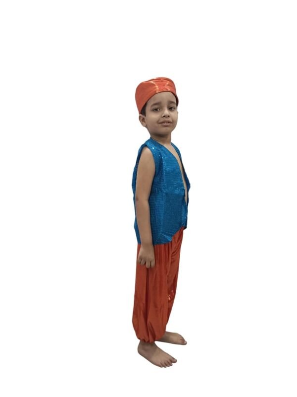 BookMyCostume Arabian Boys Western Belly Dance Costume Shirt Harem Pant Cap Costume | Blue & Red - Image 2