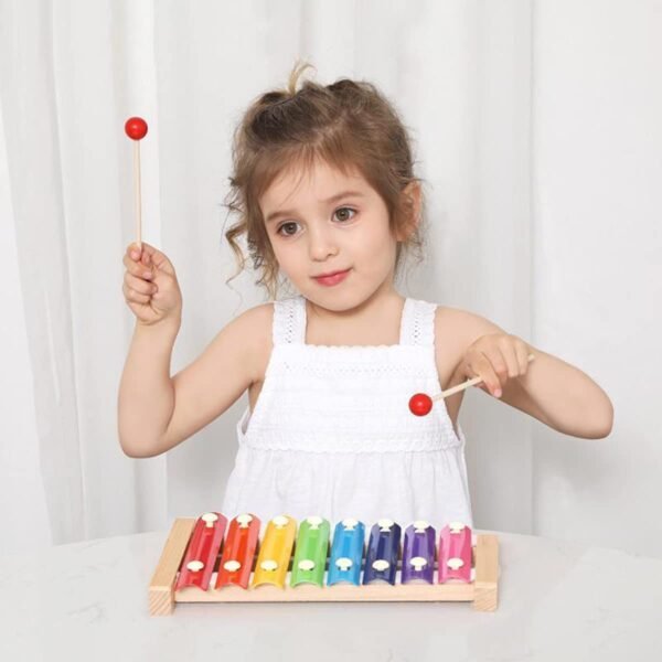 Xylophone Musical Toys for Kids 2 Years Wooden Musical Instrument Xylophone with 8 Note, 1 Xylophone, 2 Sticks - Image 2