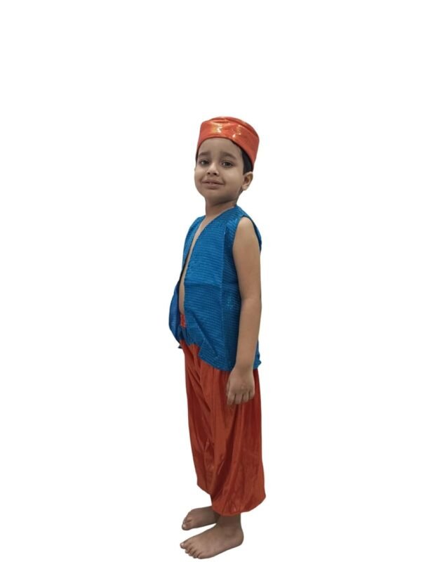 BookMyCostume Arabian Boys Western Belly Dance Costume Shirt Harem Pant Cap Costume | Blue & Red - Image 4