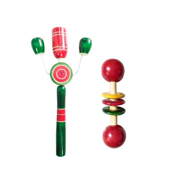 Colourful Rattles and Xylophone Toys for Kids - Non-Toxic Attractive Rattle for New Born - Wooden Teether for New Born Babies - Baby Teethers(Pack of 4) TIK Big,Kir Kir, Xylophone S, teether spl - Image 4