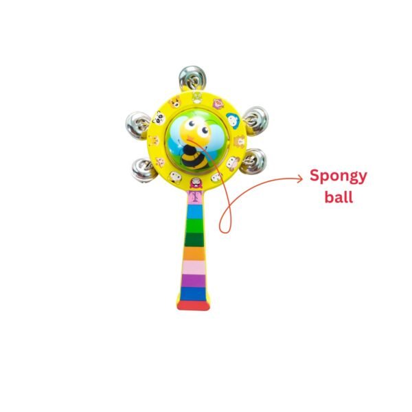 Colourful Wooden Baby Rattle Toy - Hand Crafted Rattle Set for Kids - Musical Toy for Newly Born - Pack of 2 (Gobal S, face) - Image 3