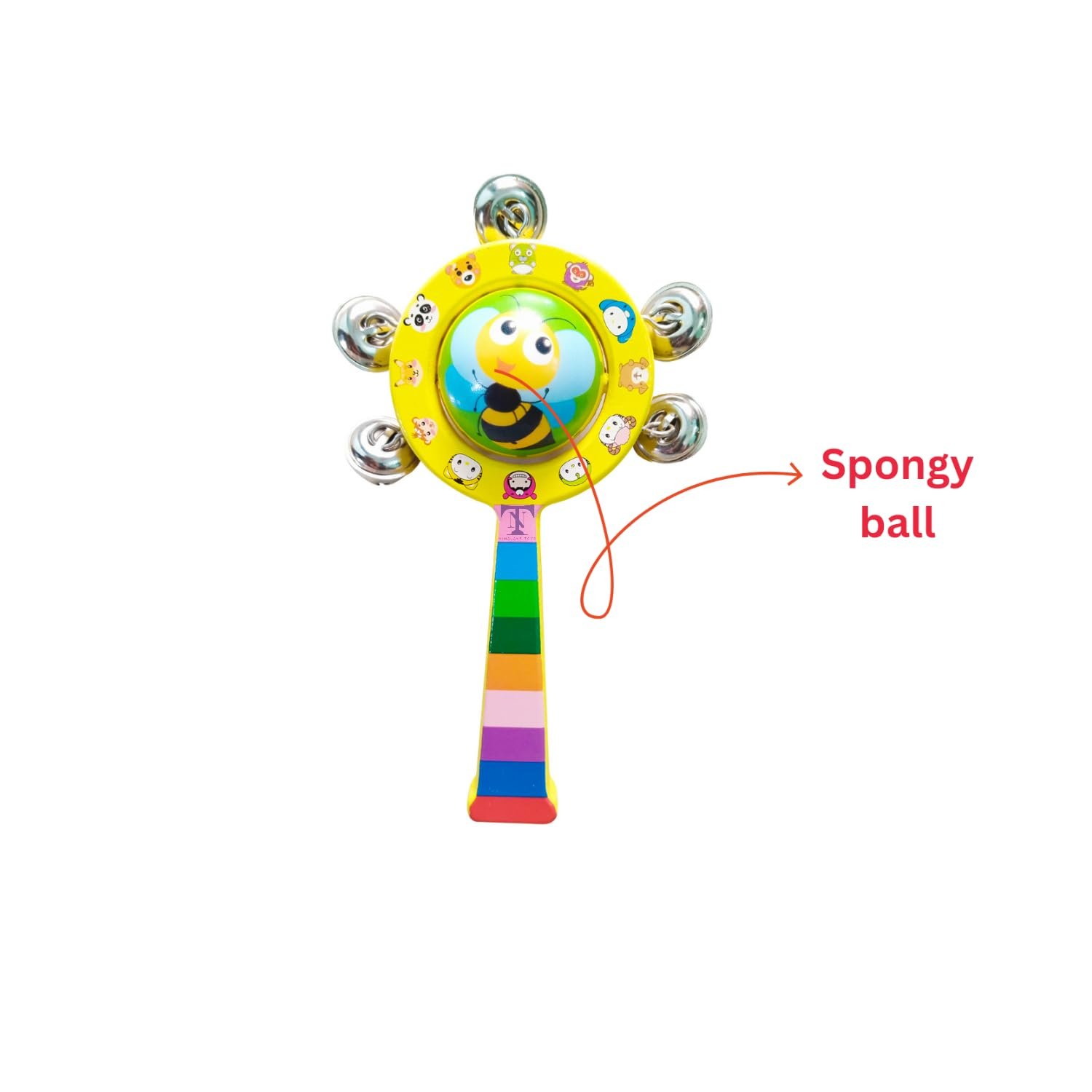 Colourful Wooden Baby Rattle Toy - Hand Crafted Rattle Set for Kids - Musical Toy for Newly Born - Pack of 2 (Gobal S, face) - Image 3