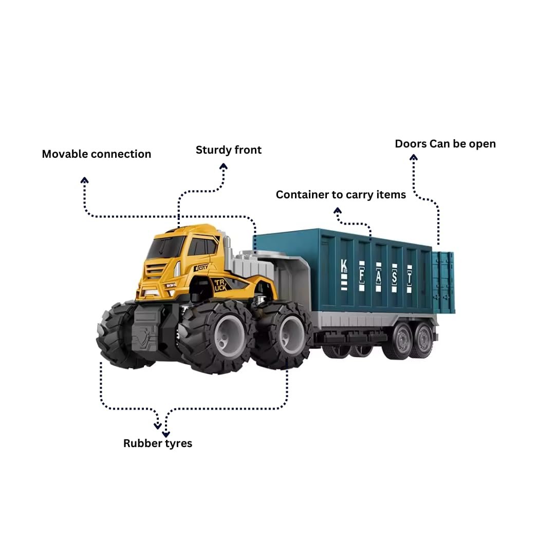 Diecast Transportation Truck Toy | Pack of 1 | Sturdy Alloy Truck with a Friction-Powered Mini Vehicle | Comes in a Random Color | Perfect for Kids who Love Adventure - Image 3