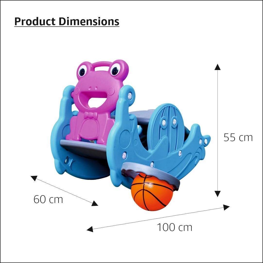 OK Play 3 in 1 Rocker, Slide & Basketball for Kids | Foldable | Indoor Outdoor Games | Safe & Fun Activity Multipurpose Toy | Perfect for Home, School & Playground | Safe & Fun Activity Toy | 2Years+ - Image 3