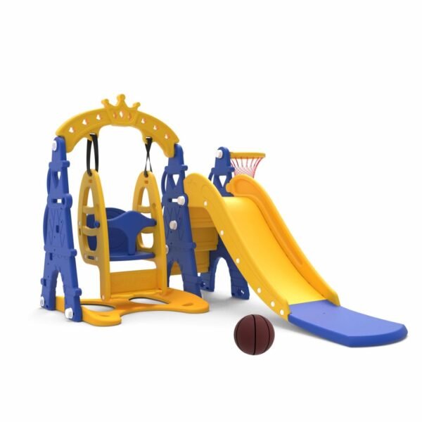 Amazon Brand - Solimo 3-in-1 Garden Castle Slide & Swing for Indoor & Outdoor Use | for Kids 2-8 Years Old | Safe & Fun | Ideal for Boys & Girls | Toy for Kids | Easy Assembly, Multicolor