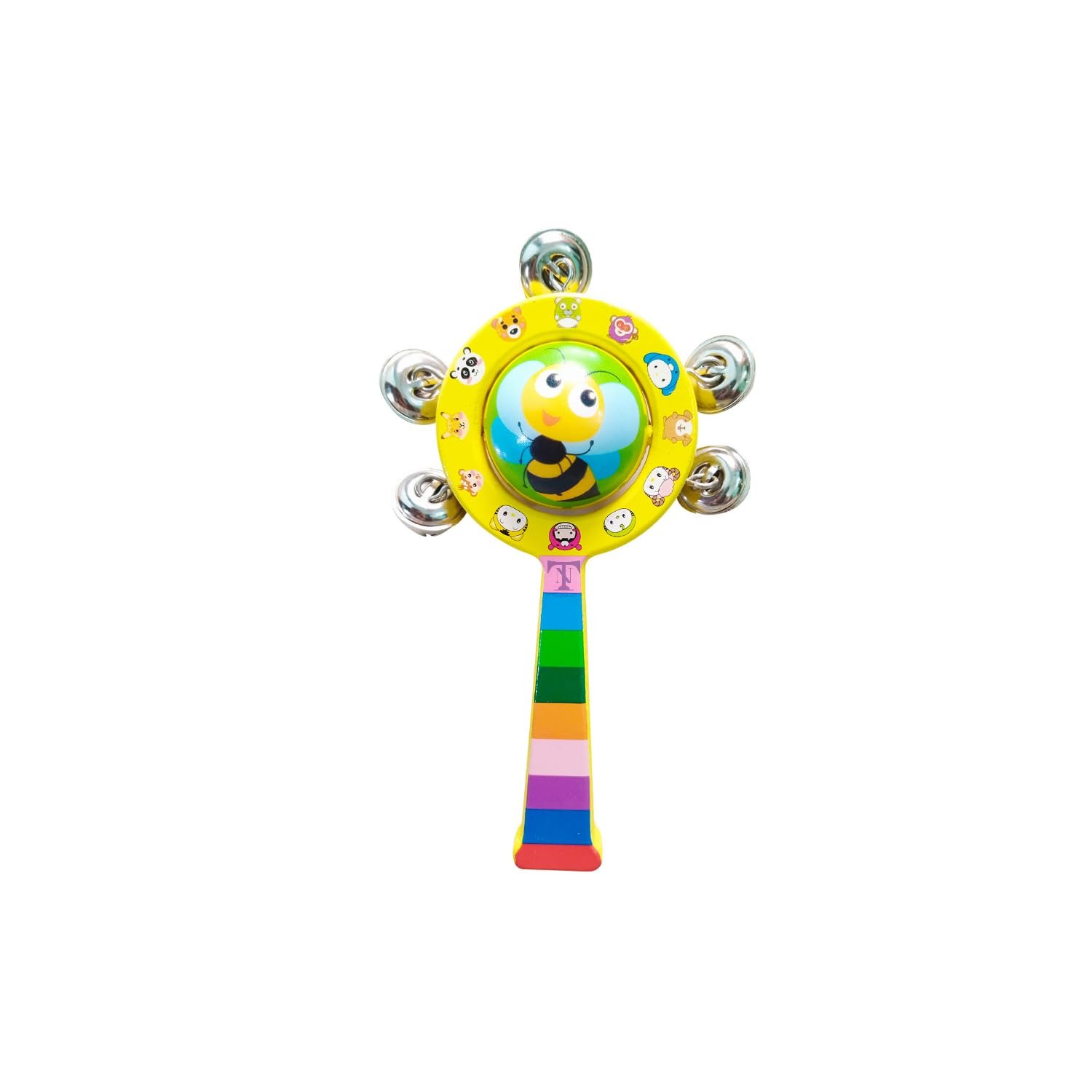 Colourful Wooden Baby Rattle Toy - Hand Crafted Rattle Set for Kids - Musical Toy for Newly Born - Pack of 2 (Gobal S, face) - Image 2