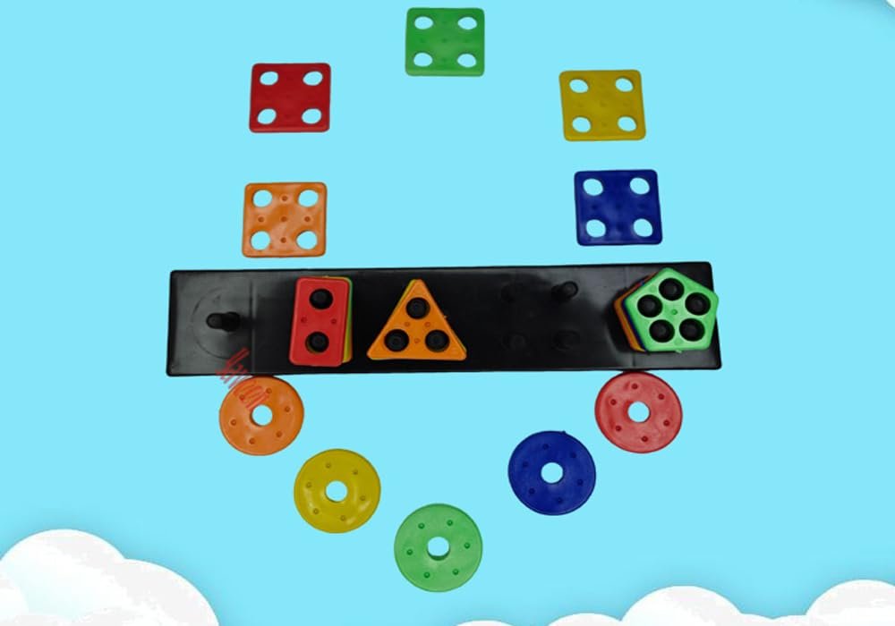 Geometric Plastic Blocks Toys, Shape Color Recognition Blocks | Matching Puzzle Stacker | Column Puzzle Stacking Educational Learning Toy for 1-3 Years Old Boys and Girls - Image 3