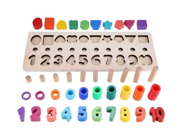 Wooden Number and Shape Puzzle Sorting Montessori Toys for Toddlers, Learning & Educational Toys for Number Counting, Game for Age 3-5 Year olds Kids - Image 3