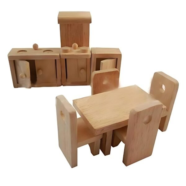 Lakshya India Wooden Kitchen Toy Set for Kids - 6 Piece Dollhouse Furniture Set Complete Cooking Fun Suitable for Playing Kids Age 5-10 Years (Color-Brown) - Image 4