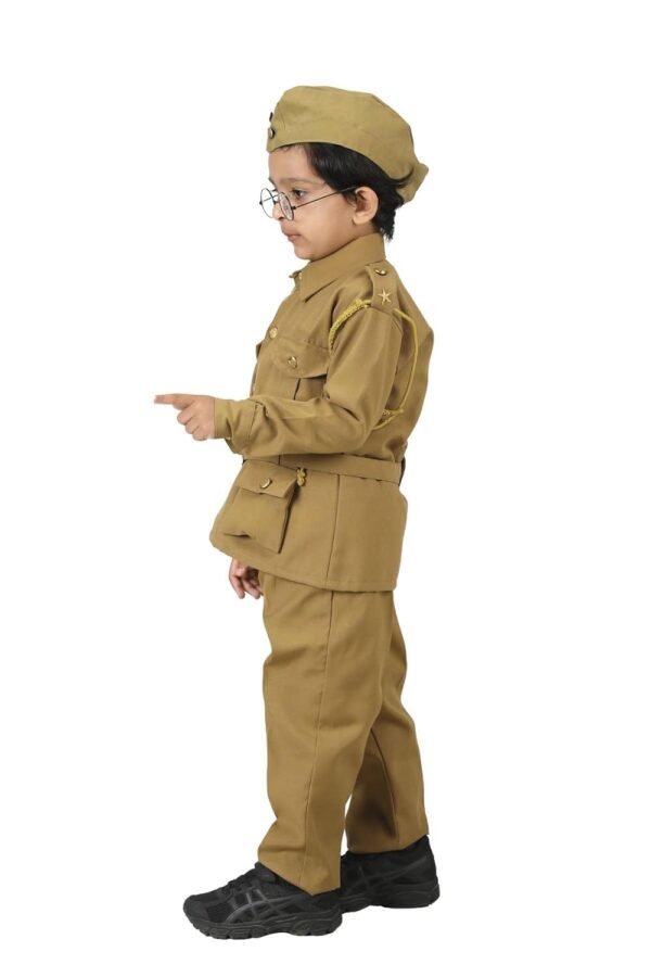BookMyCostume Subhash Chandra Bose with Cap and Specs Freedom Fighter Kids Fancy Dress Costume - Khaki 3-4 years - Image 3