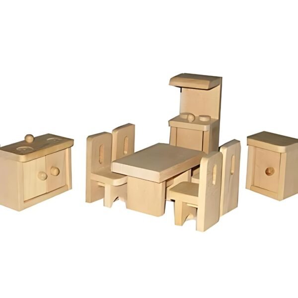 Lakshya India Wooden Kitchen Toy Set for Kids - 6 Piece Dollhouse Furniture Set Complete Cooking Fun Suitable for Playing Kids Age 5-10 Years (Color-Brown) - Image 2