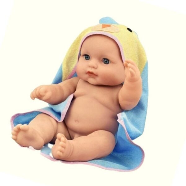 Baby Toy Wearing a Towel with Movable Hands and Legs for Small Kids/Made of Rubber/Natural Brown Color (Without Battery Operated) Real Looking Baby Doll (Light Blue) - Image 5