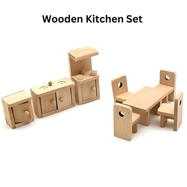 Lakshya India Wooden Kitchen Toy Set for Kids - 6 Piece Dollhouse Furniture Set Complete Cooking Fun Suitable for Playing Kids Age 5-10 Years (Color-Brown) - Image 3