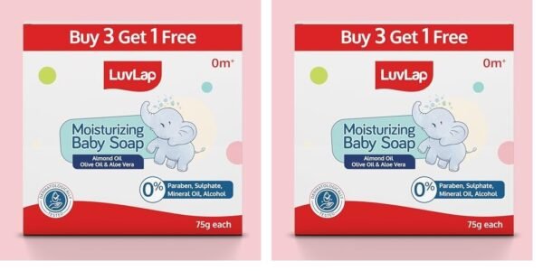 LuvLap Moisturizing Baby Soap - Gentle Bathing Bar, Almond Oil, Olive Oil & Aloe Vera, Dermatologically Tested, Free of Paraben, sulphates, Mineral Oil & Alcohol, 75g - Image 6