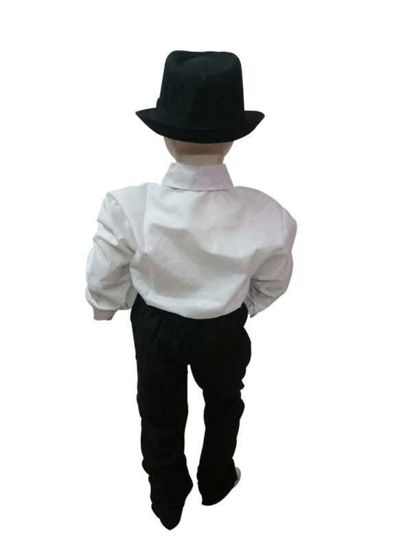 BookMyCostume Ballroom Western Dance White Frill Shirt Black Pant Hat & Bow Set Kids Fancy Dress Costume - Image 3
