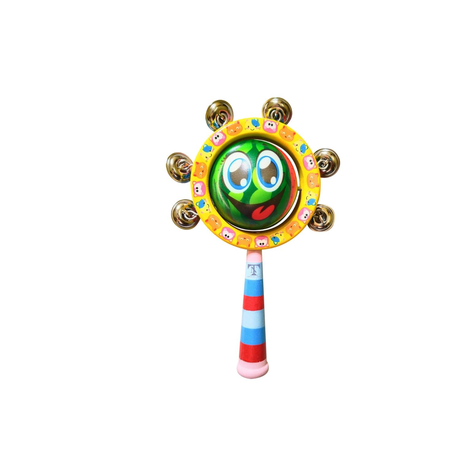 Colourful Wooden Baby Rattle Toy - Hand Crafted Rattle Set for Kids - Musical Toy for Newly Born (Pack of 1) Gobal Rattle