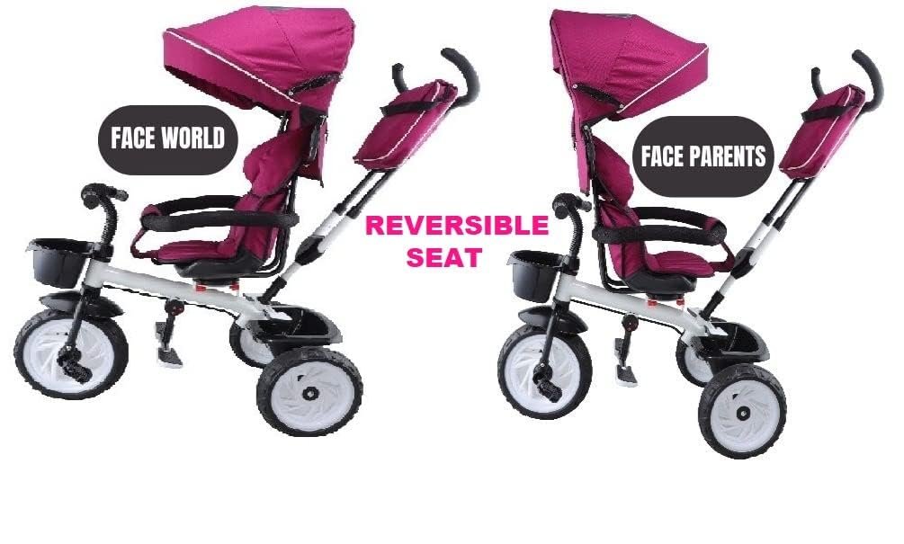 JoyRide Plug N Play Kids/Baby Tricycle with Parental Control, Storage Basket, Canopy, Cushion Seat and Seat Belt with Safety Guard for 12 to 48 Months Boys/Girls/Carrying Capacity 30 Kgs - Image 3