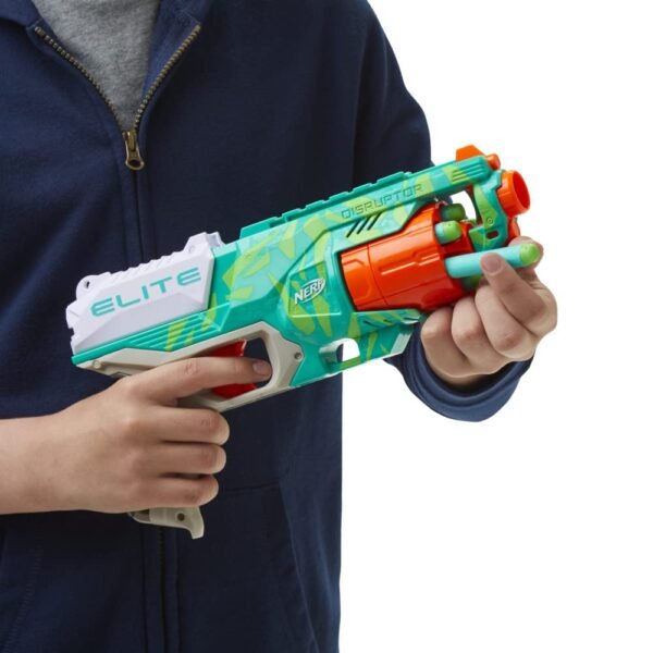 Nerf Elite Disruptor Blaster, 6-Dart Rotating Drum, 6 Nerf Elite Darts, Slam Fire, New Dynamic Green Color, Toys for Kids, Teens & Adults, Outdoor Toys for Boys and Girls Ages 8+ - Image 4