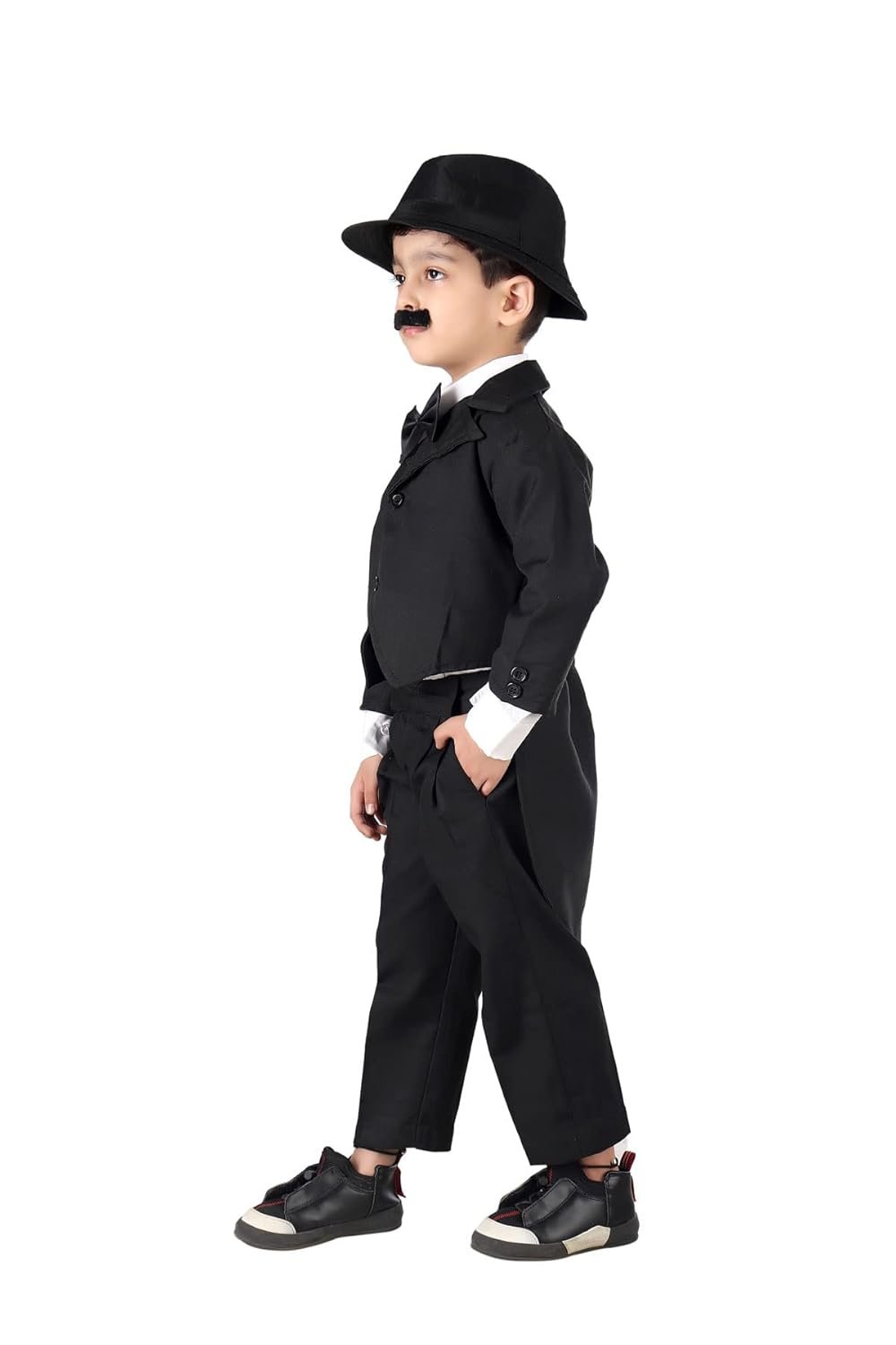 BookMyCostume Charlie Chaplin Famous Comic Character Kids Fancy Dress Costume | Without Stick 7-8 years - Image 4