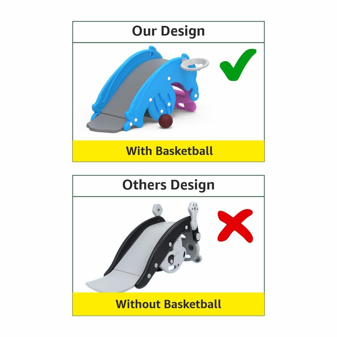OK Play 3 in 1 Rocker, Slide & Basketball for Kids | Foldable | Indoor Outdoor Games | Safe & Fun Activity Multipurpose Toy | Perfect for Home, School & Playground | Safe & Fun Activity Toy | 2Years+ - Image 6