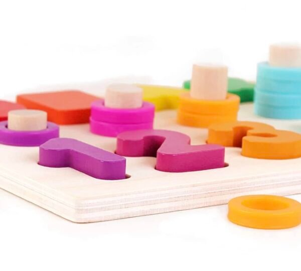 Wooden Number and Shape Puzzle Sorting Montessori Toys for Toddlers, Learning & Educational Toys for Number Counting, Game for Age 3-5 Year olds Kids - Image 5