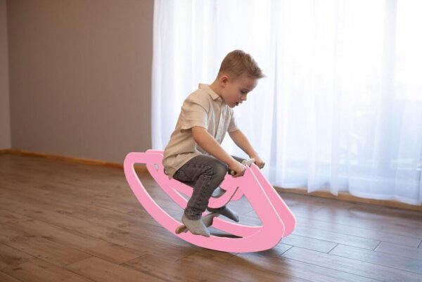 Wooden Rocking Horse for Kids 1-5 Years Old, Wooden Rocking Horse for Kids, Wooden Rocking Chair, Rocking Toys for Babies, Children\'s Playground Toy (Pink) - Image 3