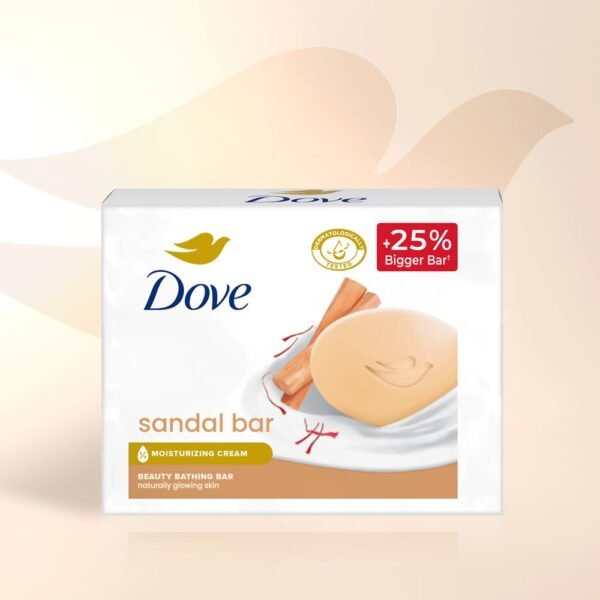 Dove Sandalwood Beauty Bar for Naturally Glowing Skin with 100% Natural Origin Sandalwood and Real Saffron Extracts 125g (Pack of 3) - Image 2