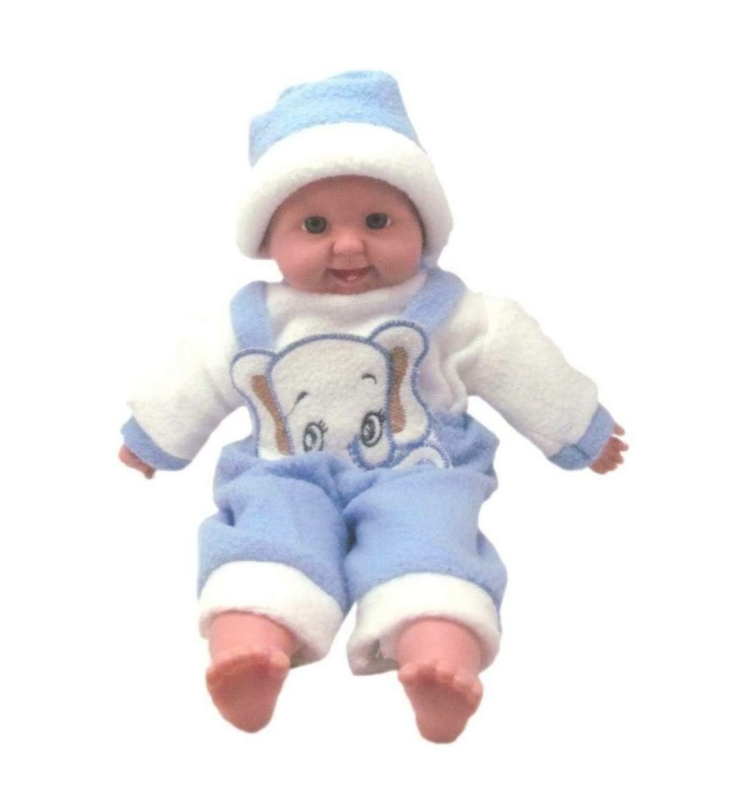 DOGRA Happy Baby Laughing Musical Boy Doll with Touch Sensors & Sound, 30 cm, Fun Birthday Gift for Kids, Girls & Boys, Baby Boy Doll -Big Size (Color: Blue)
