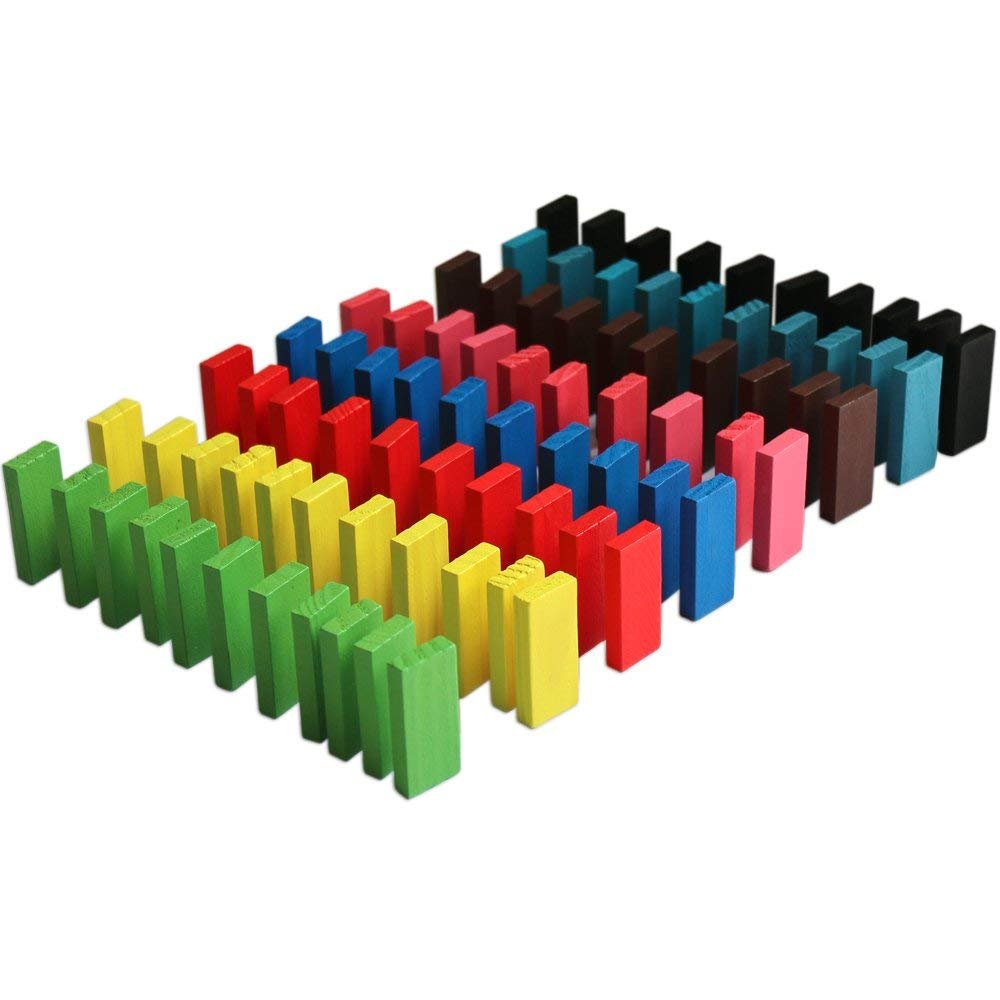 Non-Toxic Dominoes Building Blocks Game Set for 3-8 Years Old Kids Boys & Girls,Random Color (Pack of 100 Piece)