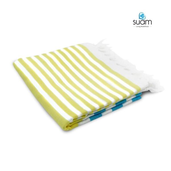 Suam Suntails Lightweight 100% Cotton Bath Towel | Beach, Pool, Travel, Spa & Yoga, Daily Use | Quick Absorption (Yellow - Lite Blue & Blue - Red, Suntails Towel, Cotton, Standard, 2, AF-BT) - Image 5