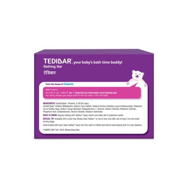 Tedibar Baby Bathing Bar | For Baby’s Sensitive Skin | Gentle Cleansing, Skin-friendly, pH 5.5, 75gm, Pack of 3 - Image 3