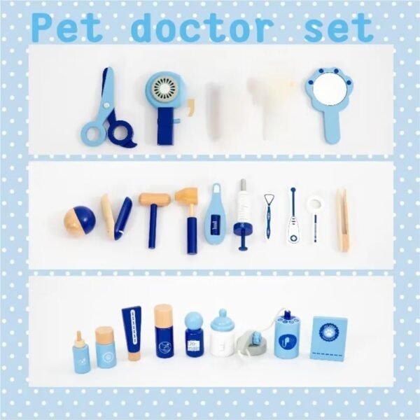 Wudly Doctor Kit for Kids, Wooden Pretend Play 37 Pcs, Pet Doctor Playset for Toddlers, Montessori Toys Dentist Kit for 3-8 Years Old Boys and Girls - Image 3